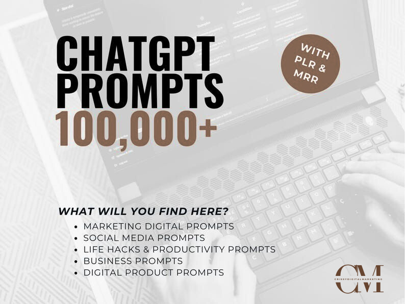 100,000+ ChatGPT Prompts Mega Bundle with PLR & MRR – Business, Marketing, Life Hacks & Productivity
