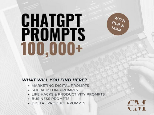 100,000+ ChatGPT Prompts Mega Bundle with PLR & MRR – Business, Marketing, Life Hacks & Productivity